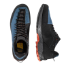 Experimente el estilo y el rendimiento de primer nivel con los zapatos de senderismo de cuero La Sportiva TX Guide, con parte superior azul y negra, cordones negros con detalles en rojo, suelas granates y plantillas Ortholite Hybrid para máxima comodidad en cualquier aventura.