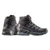 Presentamos la zapatilla de trekking La Sportiva Ultra Raptor II Mid GTX, elegantes botas de senderismo negras con soporte de tobillo alto y suelas resistentes, perfectas para afrontar aventuras al aire libre y terrenos desafiantes.