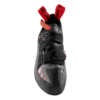 La zapatilla de escalada La Sportiva Tarantula Boulder es un calzado de escalada negro y rojo con correas duraderas y punta puntiaguda, diseñado para un ajuste seguro y un mejor agarre. Cuenta con una marca visible en la lengüeta y las lengüetas del talón, perfecto para boulder.