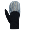 Manopla negra con forro plateado brillante visible en la parte superior sobre un fondo blanco, que recuerda a la polaina de running de invierno Polainas La Sportiva. Su diseño incluye una sección separada para el pulgar, ideal para el clima frío y perfecta como accesorio con la ropa de running de invierno de La Sportiva.