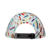Dale estilo a tu estilo con la gorra Jockey Buff Pack Speed Wattr Blue. Presenta un patrón geométrico vibrante, rayas multicolores, una elegante correa negra con texto parcialmente visible para darle un toque intrigante y una tela acolchada con textura que encarna el espíritu de los diseños Wattr Blue.