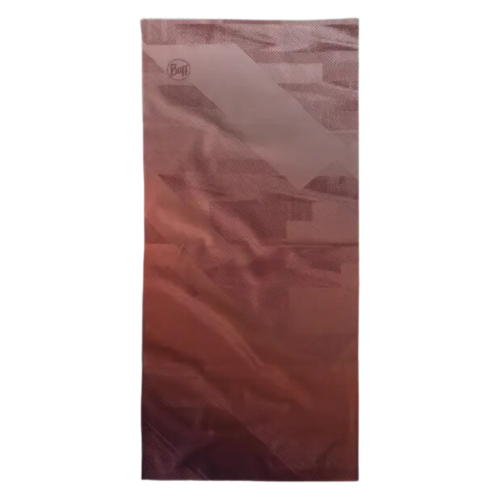 La bandana Buff Original EcoStretch Neshi Night Blue cuenta con un diseño degradado de marrón claro a oscuro y un patrón geométrico abstracto texturizado, que ofrece estilo y versatilidad.
