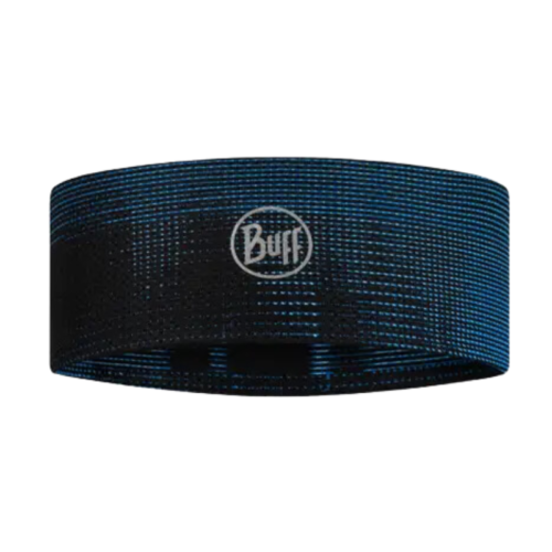 La diadema Cinta Buff CoolNet UV Slim Tasie Multi combina elegantes rayas negras y azules con el icónico logotipo blanco de Buff, confeccionada con tejido CoolNet UV para una máxima comodidad y estilo.
