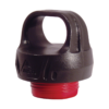 La tapa para botella de combustible MSR Expedition (copia) es una tapa de plástico negra y roja con un asa resistente, detalles estriados y la palabra "MSR" grabada en el lateral. Diseñada para agarrar y girar fácilmente, es ideal para aventuras al aire libre.
