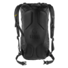 La mochila negra Grivel Spartan 30 (copia) se muestra desde atrás con correas de hombro acolchadas y correas de cintura y pecho ajustables, presentando un diseño elegante y texturizado y un logotipo Grivel en relieve en el panel posterior.
