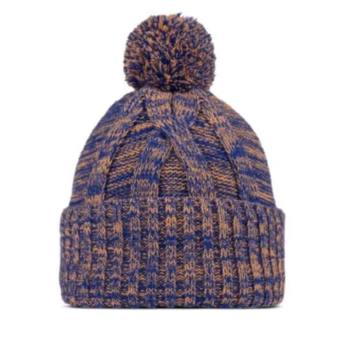 Presentamos el gorro de punto largo Gorro Buff Lilon, un accesorio elegante en azul y beige con un acogedor patrón de ochos. Con una visera doblada y un gran pompón, le agrega un toque texturizado a tu look, perfecto para mantenerte abrigado y con estilo esta temporada.