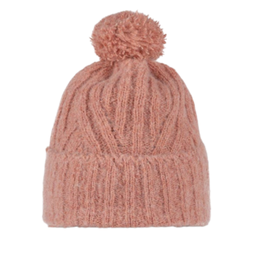 El gorro de punto Gorro Buff Nerla cuenta con un encantador color rosa, una textura acanalada y un pompón divertido, lo que lo convierte en una combinación ideal de calidez y estilo para cualquier atuendo.