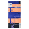 La bandana Buff Original EcoStretch Snout Ash presenta un diseño geométrico abstracto con bloques naranjas, azules y negros y texto blanco "GAME" y "PLAY", además de los números "12", "4" y "7". El logotipo circular de Buff en la parte superior izquierda encarna la esencia ecológica de esta colección.