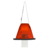 La carpa de emergencia de color naranja, con un diseño triangular y suspensión mediante correas, ofrece un refugio elegante. Un letrero ilustrado y una solapa inferior de color gris resaltan su innovación, similar a las soluciones prácticas de Sea to Summit, como el Tendedero Portátil Sea to Summit The Clothesline (copia).