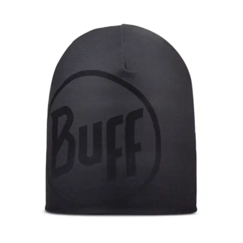 El Gorro Buff Niños Knitted y Polar Midy (copia) es un gorro negro que presenta "Buff" en letras en negrita dentro de un círculo, ofreciendo un diseño elegante y moderno perfecto para uso informal.
