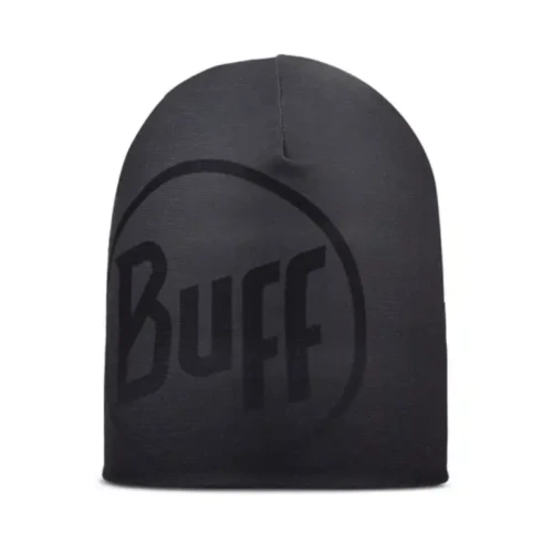 El Gorro Buff Niños Knitted y Polar Midy (copia) es un gorro negro que presenta "Buff" en letras en negrita dentro de un círculo, ofreciendo un diseño elegante y moderno perfecto para uso informal.
