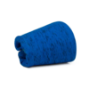Una esterilla de yoga azul enrollada y texturizada con sutiles patrones oscuros que recuerdan al diseño de Gorro Buff EcoStretch (copia) reposa de lado sobre un fondo blanco impecable.