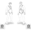 Dos figuras con arneses y cascos de seguridad se enfrentan, con etiquetas de 60 kg y 140 kg. Destacan la seguridad industrial, con el Absorbedor Petzl Absorbica-Y 80 para una protección óptima, conforme a la normativa europea de 2024.
