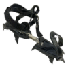 Los Crampones Black Diamond Contact Strap para nieve y hielo cuentan con puntas afiladas y correas ajustables, ideales para fijar a las botas y escalar hielo o caminar sobre nieve.