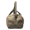Una resistente bolsa de lona verde caqui con dos correas y una bandolera. Lleva una marca visible "70 LT" que indica su capacidad. El lateral tiene costuras reforzadas y un clip para sujetar objetos adicionales.