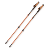 Descubre los Bastones de Trekking Atakama Outdoor Queulat, bastones naranjas ajustables con mangos y puntas negros. Cuentan con empuñaduras de corcho, correas de muñeca, abrazaderas de ajuste negras y un diseño ligeramente curvado para tus aventuras al aire libre.