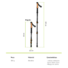Los Bastones de Trekking Atakama Outdoor Queulat son bastones de trekking ajustables con mangos de corcho, extensibles hasta 135 cm y plegables hasta 63 cm. Fabricados en aluminio y con un peso de 580 g, incluyen cestas intercambiables para barro, nieve y rocas.