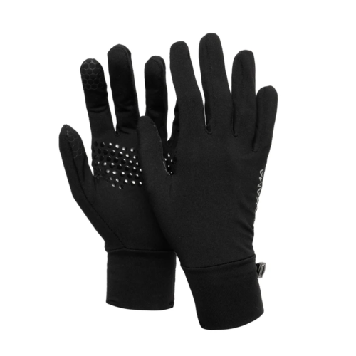 Los guantes Atakama Outdoor Queuco Unisex son guantes de invierno negros con palmas de agarre texturizado y puños largos para mayor calidez, con un diseño elegante perfecto para actividades al aire libre en climas fríos.