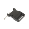 Hebilla de Reparación Sea To Summit Field de plástico negro con pasador metálico, ideal para correas o cinchas. Cuenta con una ranura rectangular para una fijación segura y una fácil instalación, con el pasador encajando perfectamente en un lado para una sujeción fiable.