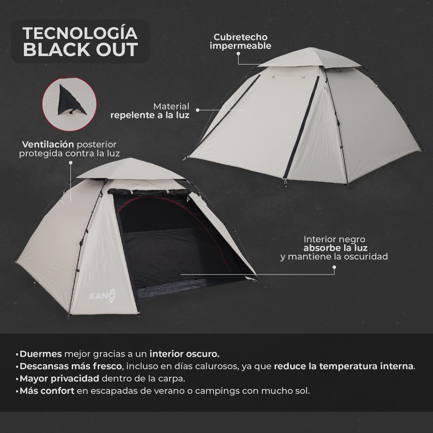 Carpa Automática Black Out Antuco 4 Personas para Camping - Imagen 2