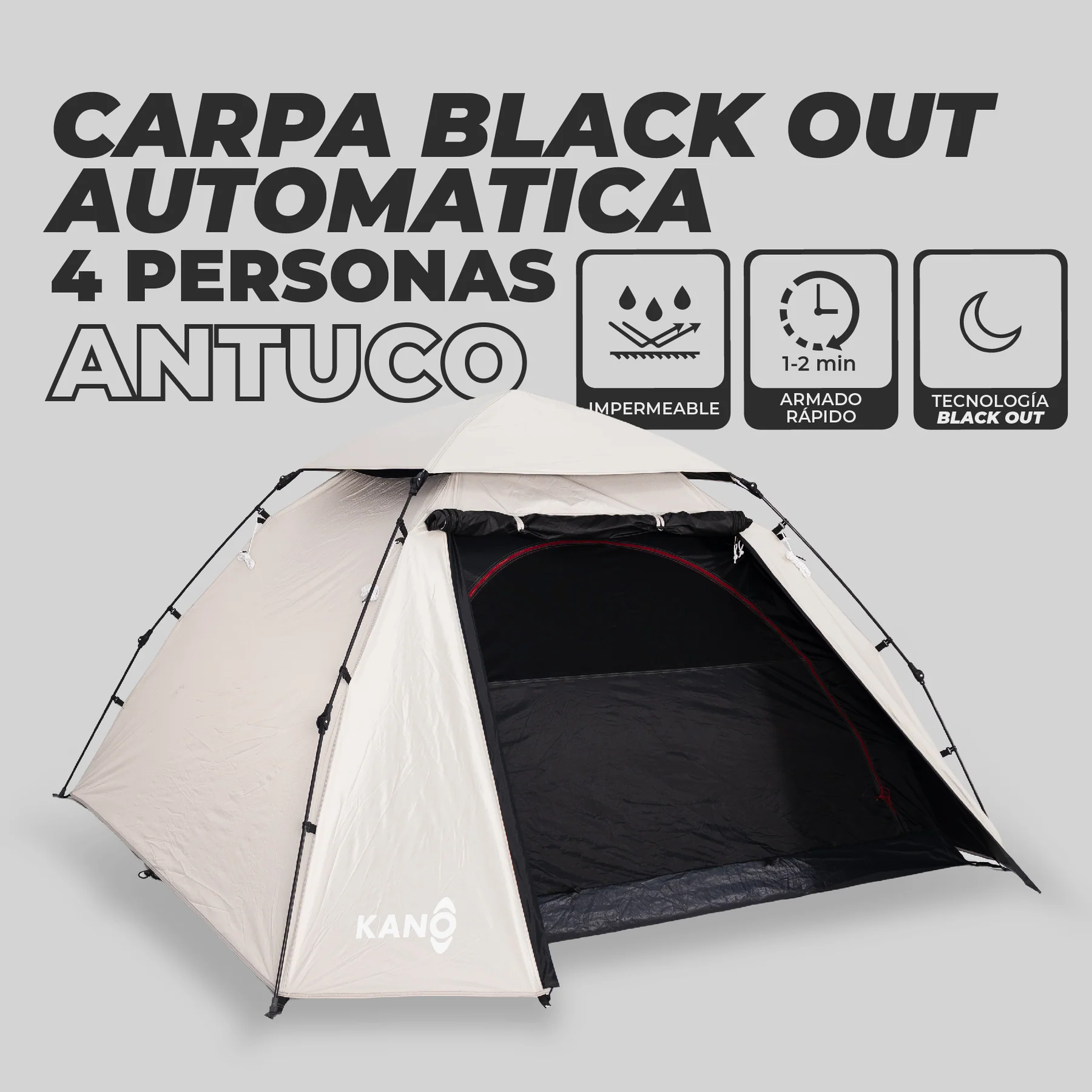 Carpa Automática Black Out Antuco 4 Personas para Camping - Imagen 3