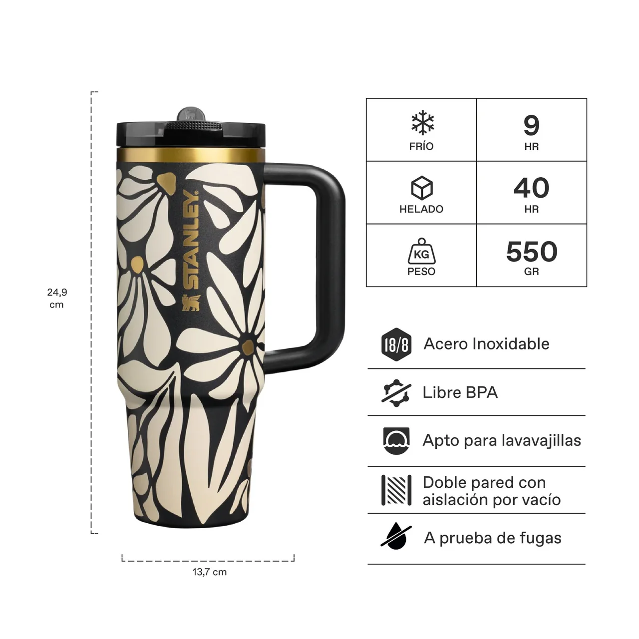 Vaso Térmico Stanley Quencher ProTour Wild Blooms 887 ml - Imagen 2