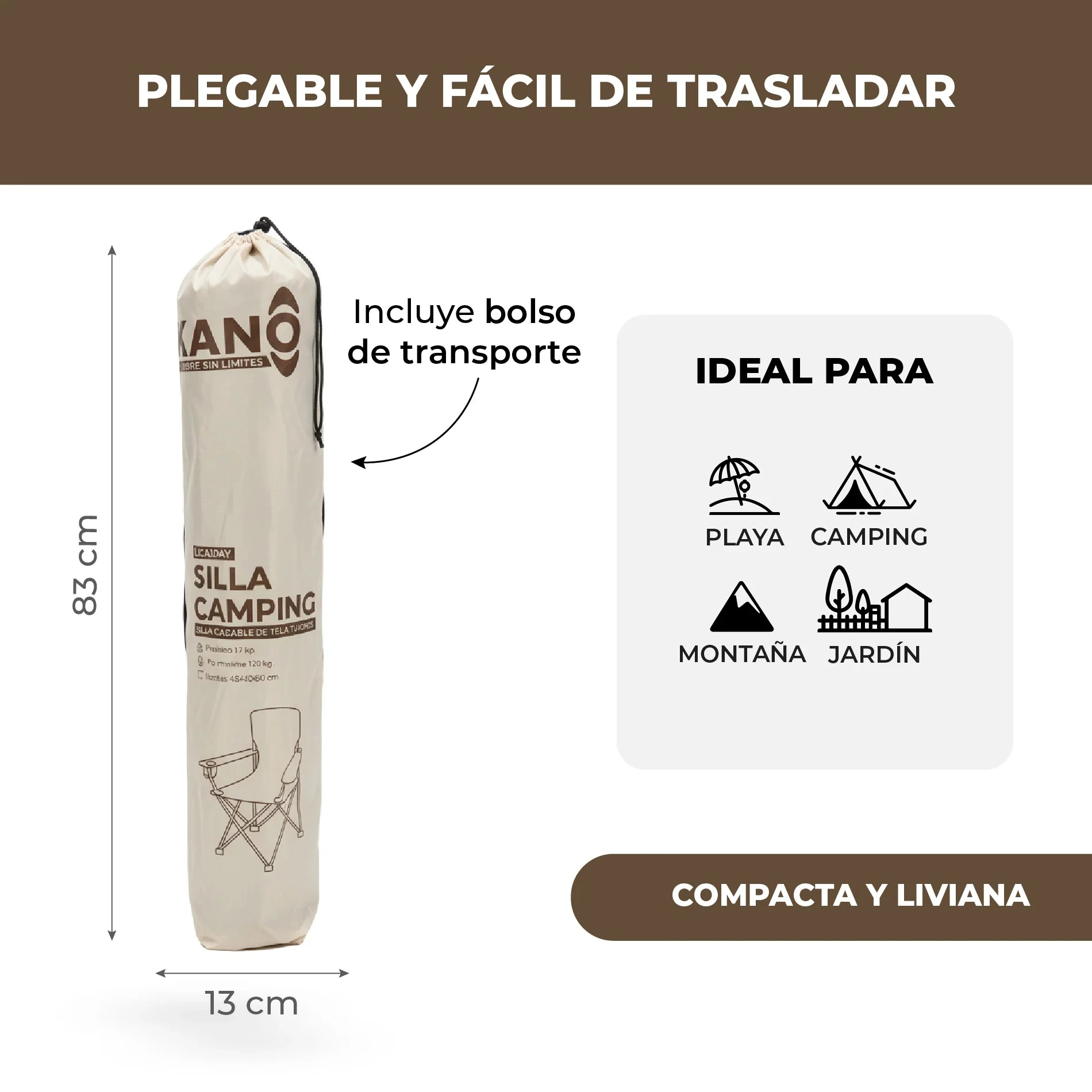 Silla Plegable Kano para Camping Licanray - vista 6