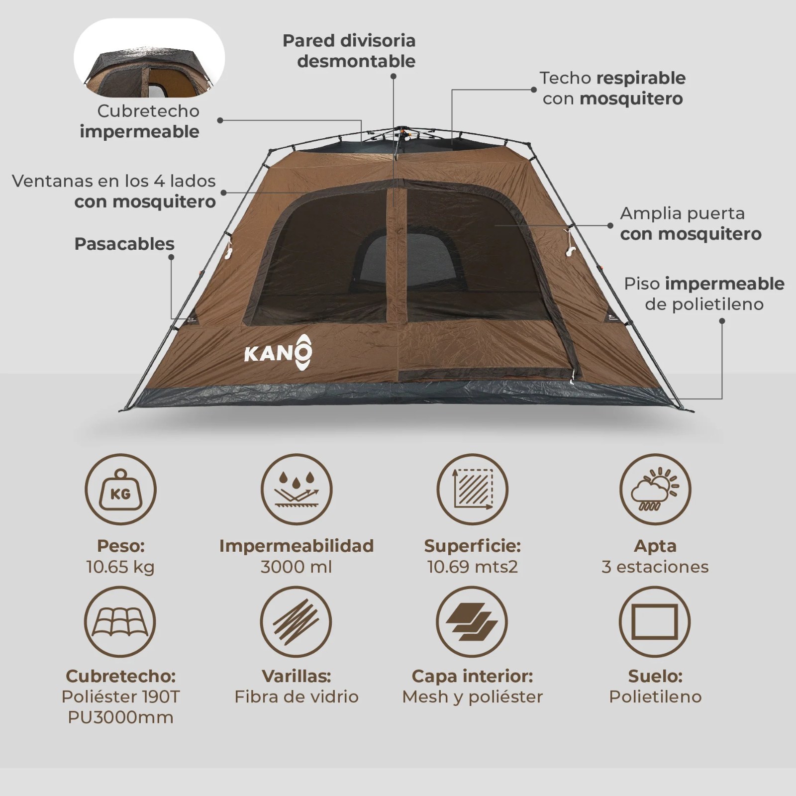 Carpa Automática Colbun 8 Personas Kano - vista 9