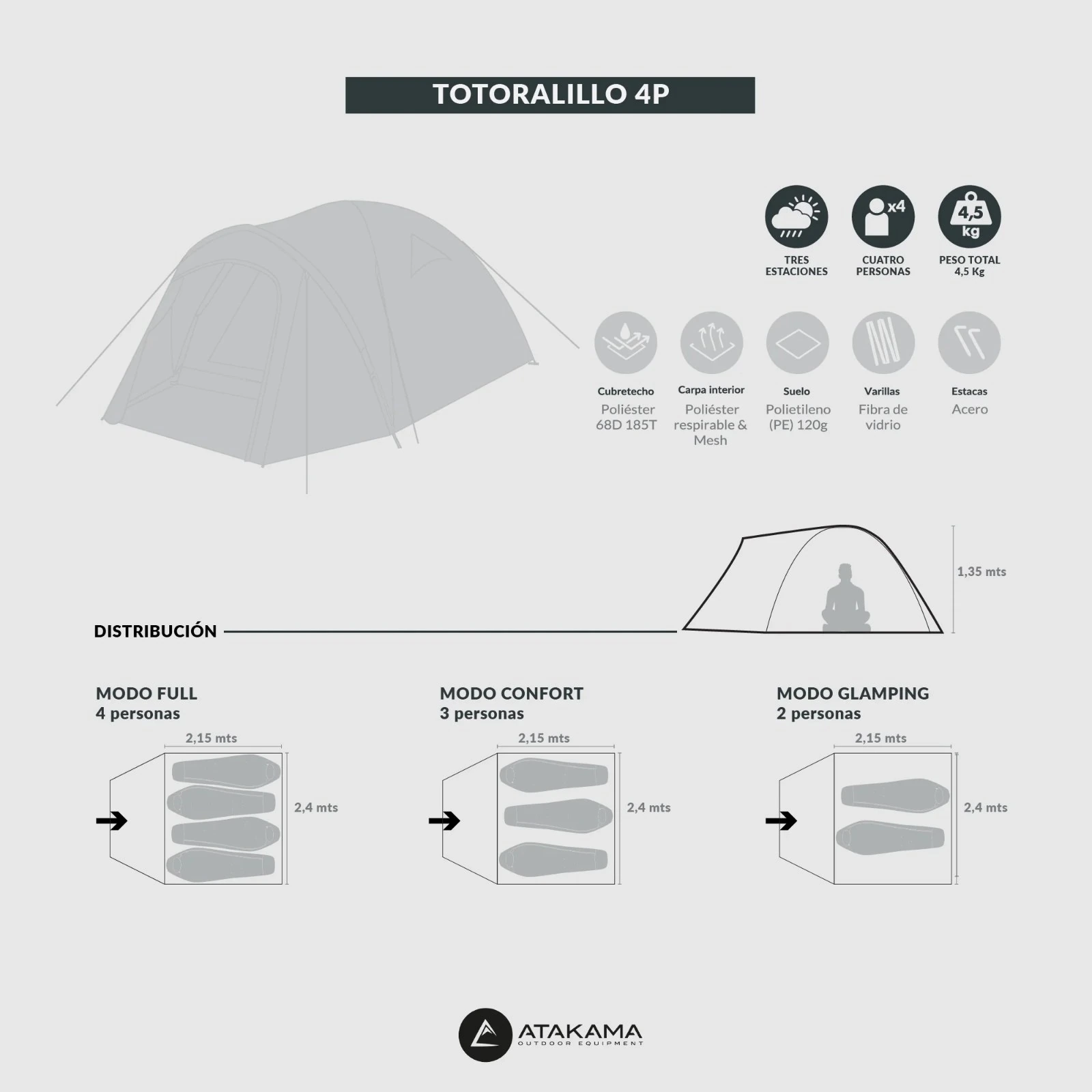 Carpa Atakama Outdoor Totoralillo 4 Personas - vista 10