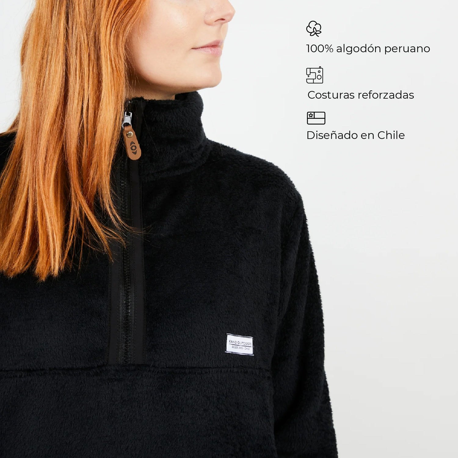 Polar Mujer Negro Liso Peludo Kano - vista 2