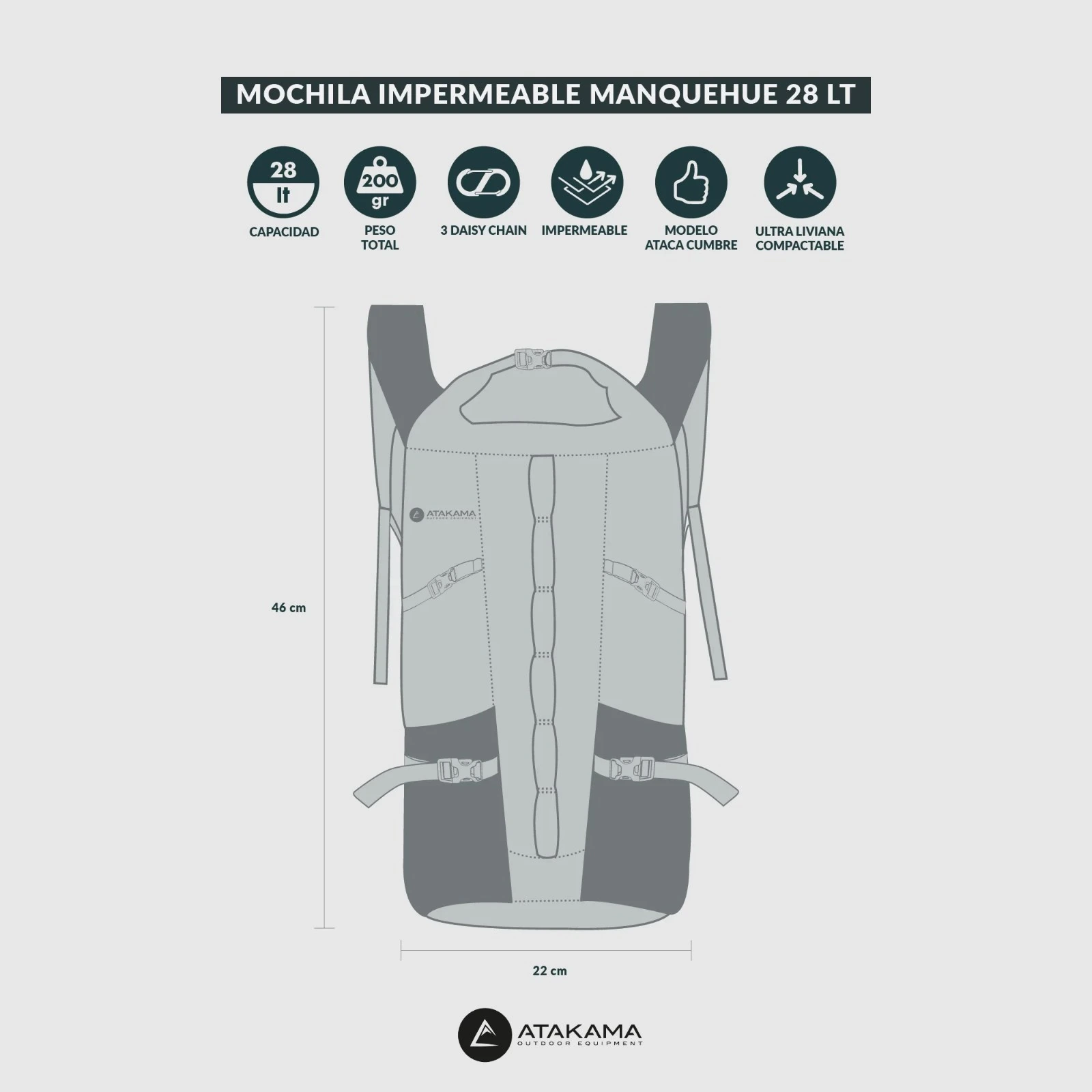 Mochila Impermeable Atakama Outdoor Manquehue 28L - vista 14