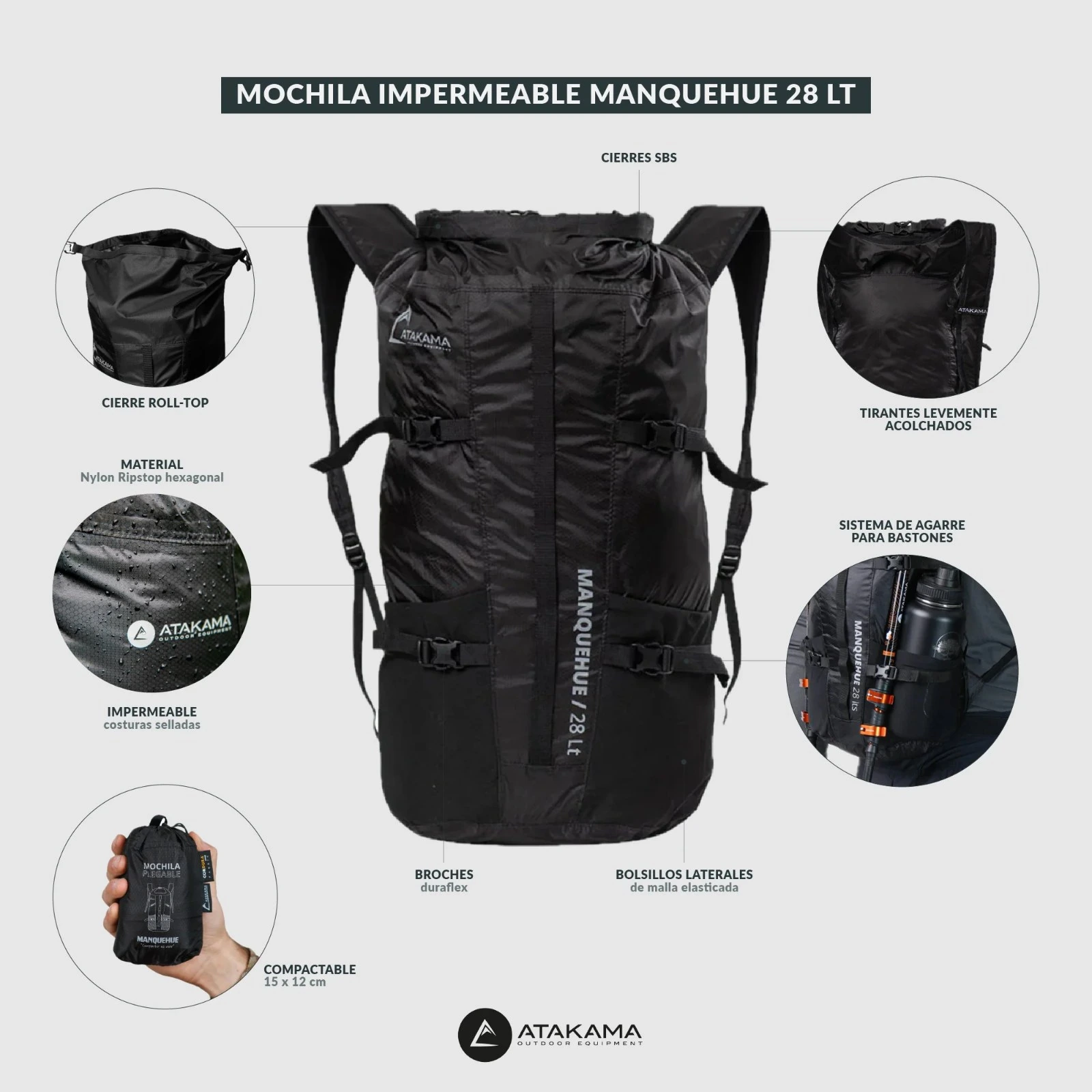 Mochila Impermeable Atakama Outdoor Manquehue 28L - vista 15