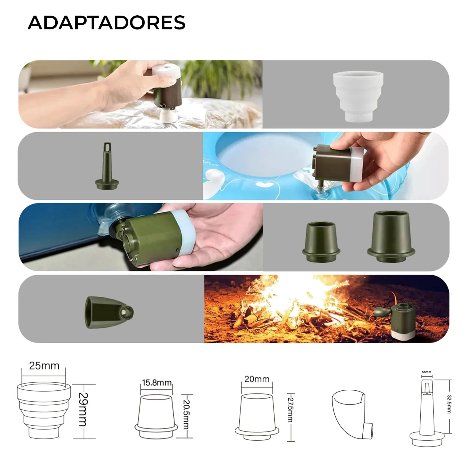 Bombín Multifuncional 4 en 1 con Linterna Kano - vista 4
