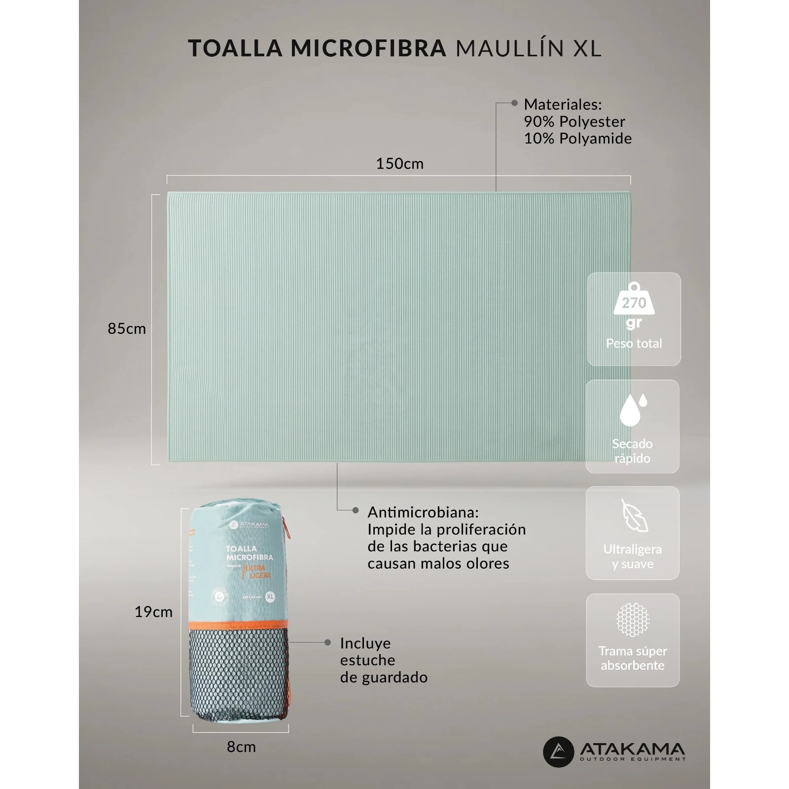 Toalla Microfibra Atakama Outdoor Maullín - vista 4