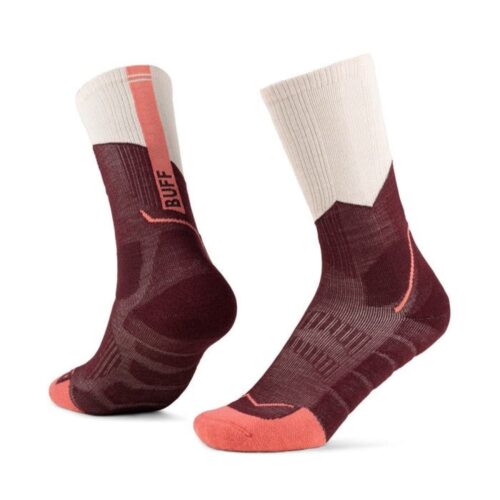 Calcetín Buff Lana Merino Grosor Medio Caña Alta color Vinotinto