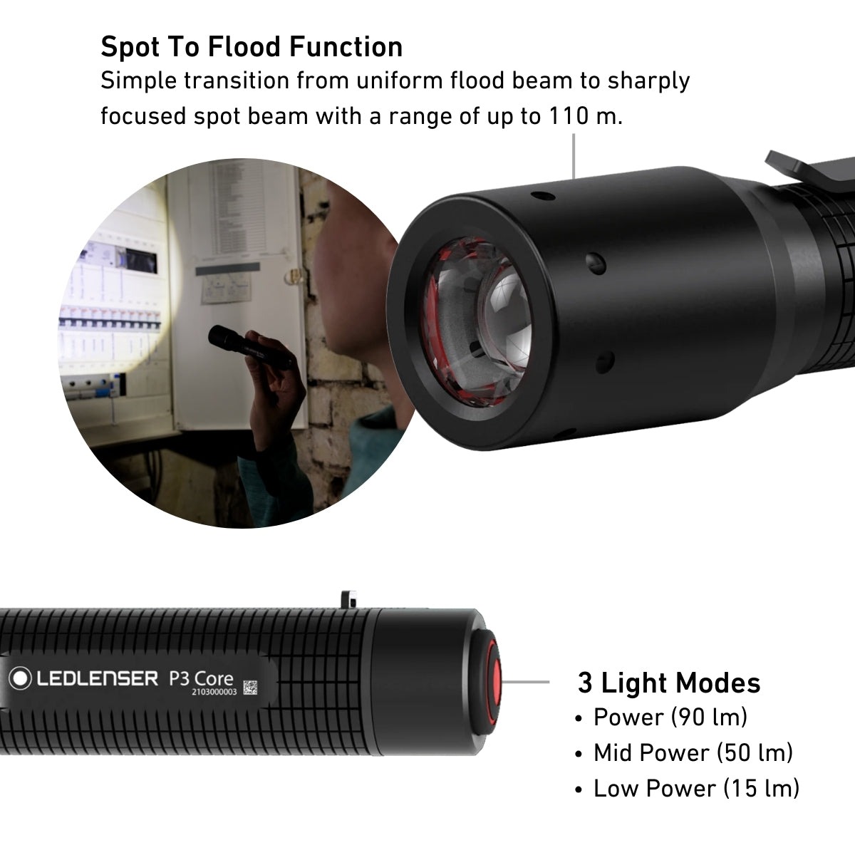 Linterna Led Lenser P3 Core 90Lu bx 1AAA #502597