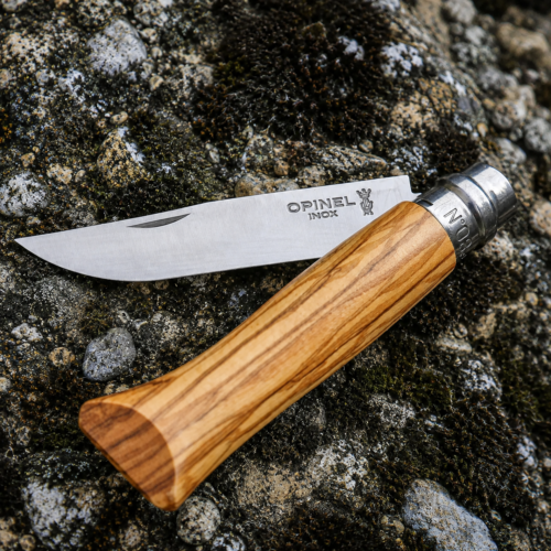 Cuchillo Opinel N°8 Mango de Olivo con Funda