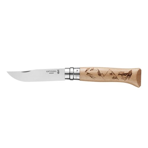 Cuchillo Opinel N°8 con Grabado de Montaña