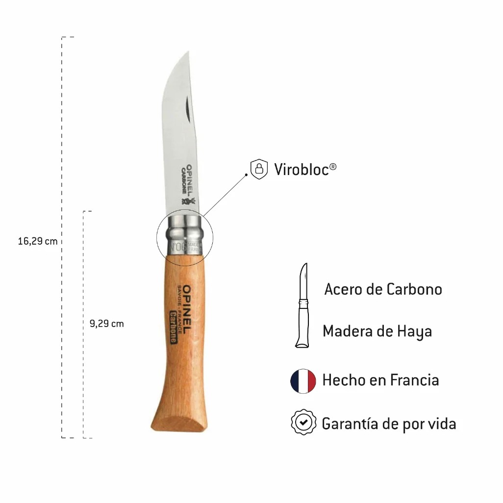 Cuchillo Opinel N°6 VRN de Acero Carbono