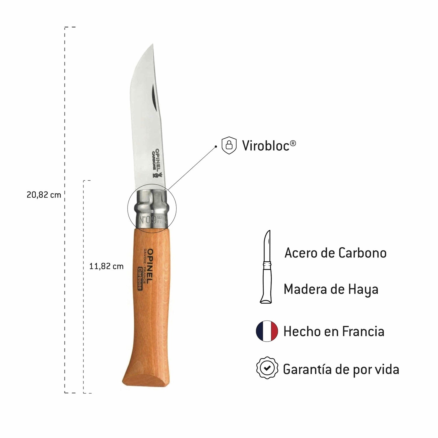 Cuchillo Opinel N°9 VRN de Acero Carbono