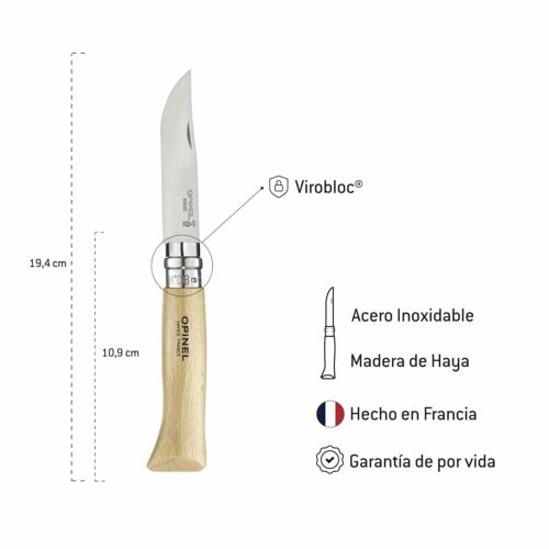 Cuchillo Opinel N°8 de Acero Inoxidable